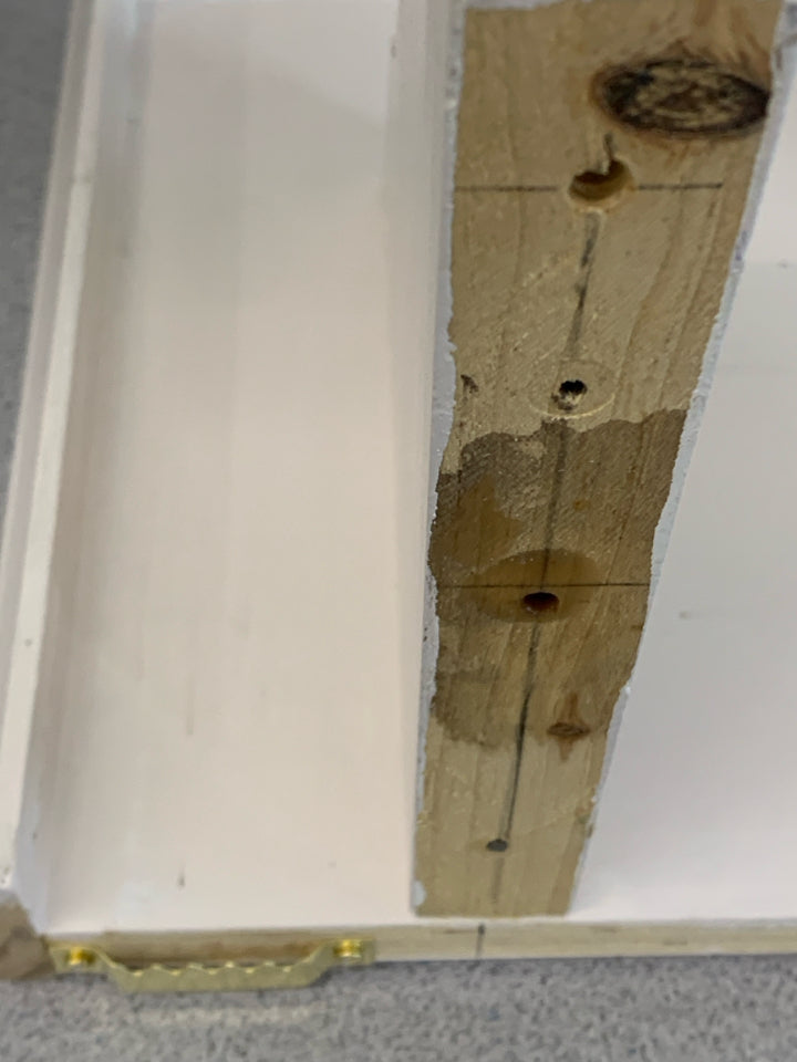 WHITE WOOD WALL SHELF.