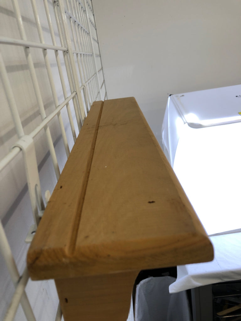 UNFINISHED WOOD WALL SHELF.
