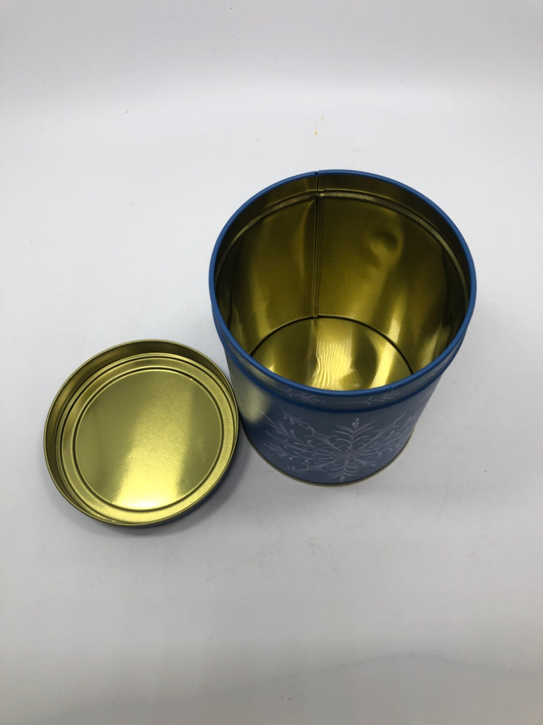 BLUE/WHITE SNOWFLAKE TINE CAN.