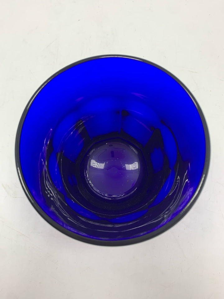 4 COBALT BLUE GLASS CUPS.