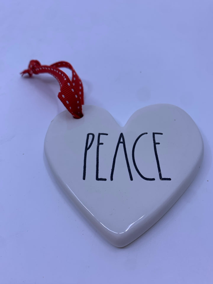 RAE DUNN PEACE HEART ORNAMENT.