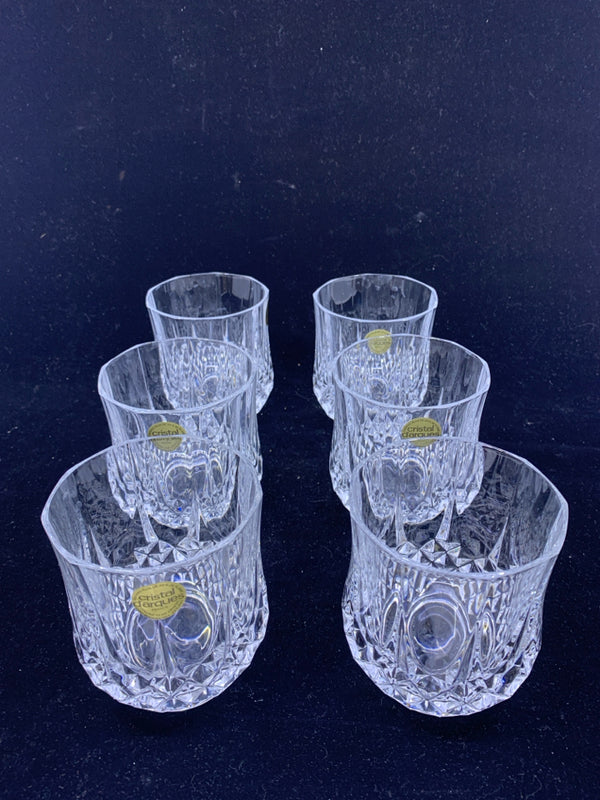 6 CRISTAL D'ARQUES HEAVY CUT GLASS COCKTAIL GLASSES.