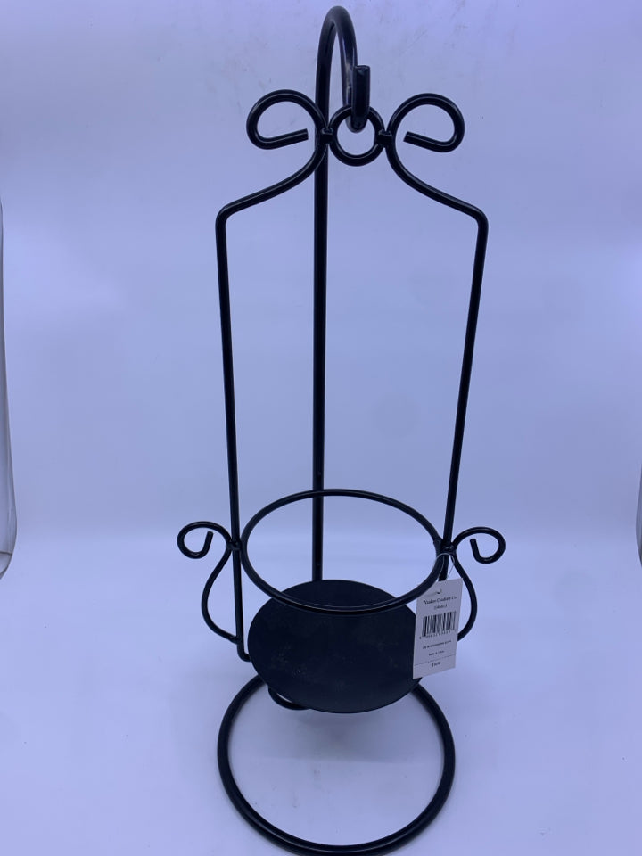 BLACK METAL 2PC JAR CANDLE HOLDER.