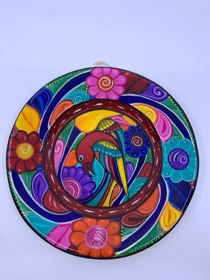 CERAMIC COLORFUL BIRD PLATE WALL HANGING.