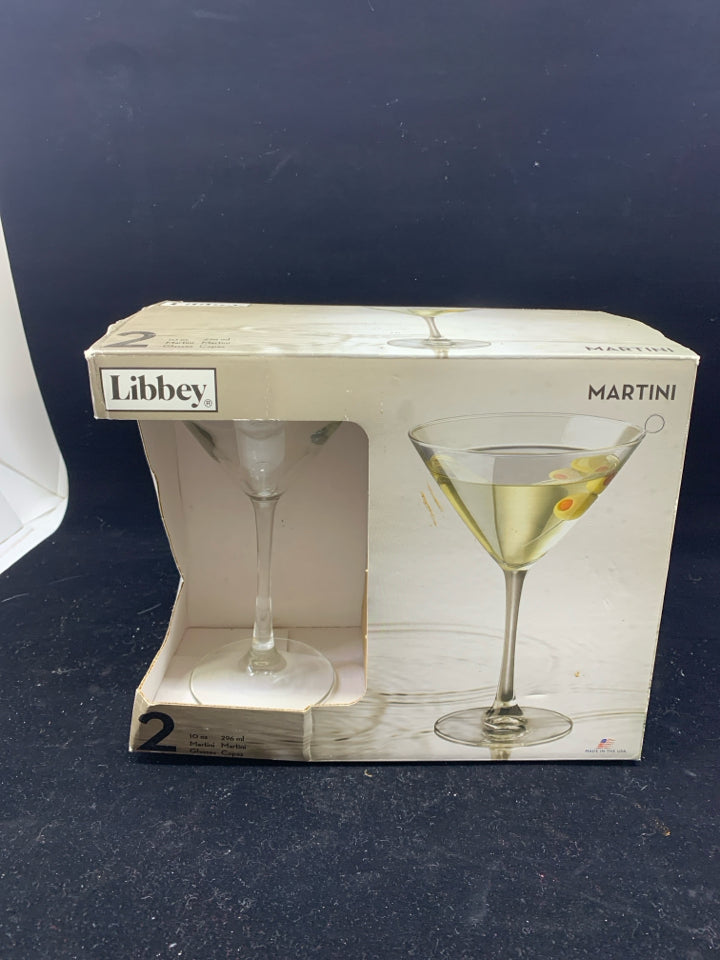 2 NIB LIBBY MARTINI GLASSES.