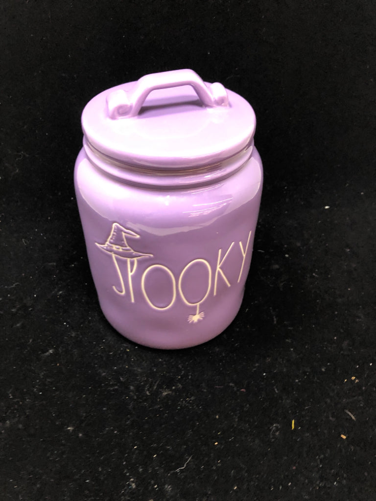 "SPOOKY" PURPLE CANISTER - RAE DUNN.