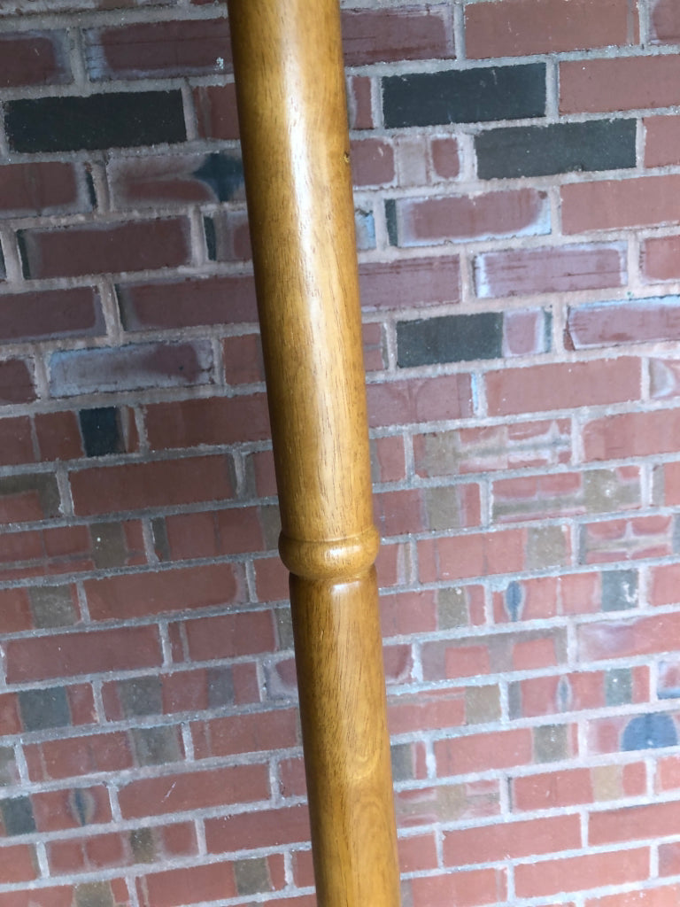 TALL WOODEN COAT RACK.