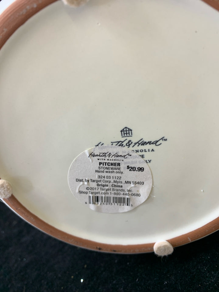 WHITE PITCHER-HEARTH & HAND.