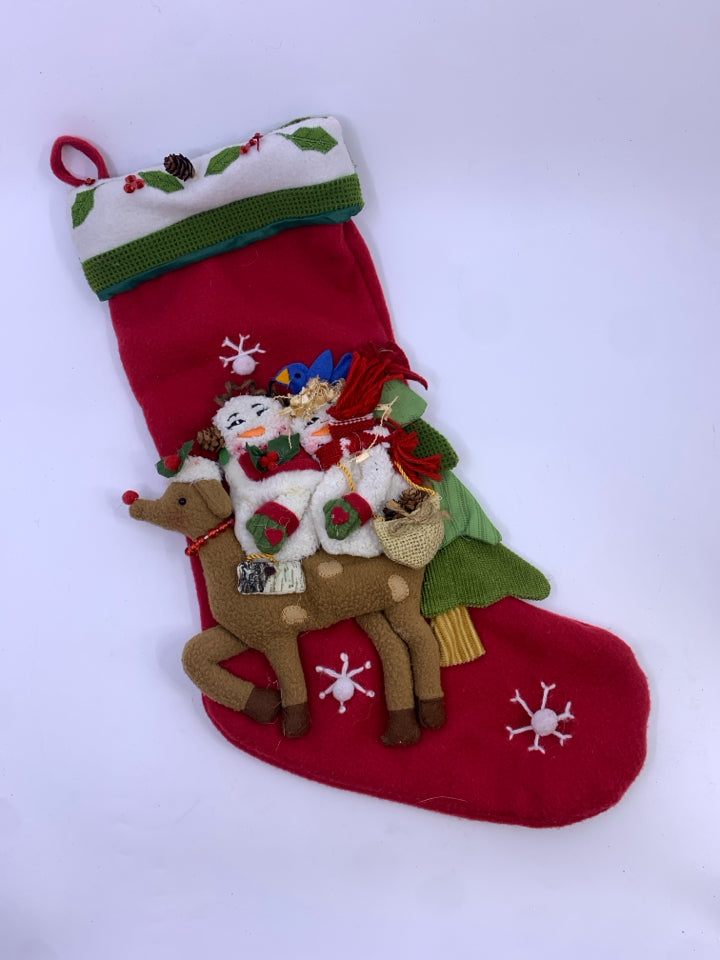 SNOWMAN AND REINDEER STOCKING.