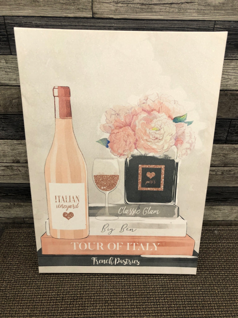 GLAM ITALIAN WINE GLITTER CANVAS.