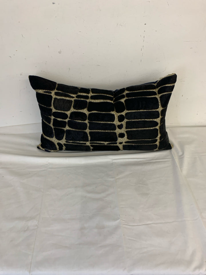 NAVY BLUE CALISTO HOME JEWELED RECTANGLE PILLOW.