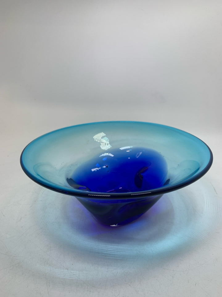 HEAVY DARK BLUE FLARED LIGHT BLUE BOWL.