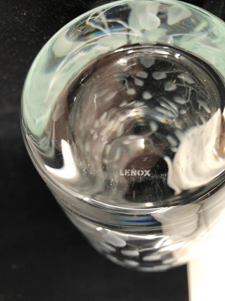 LENOX ETCHED LEAF VASE.