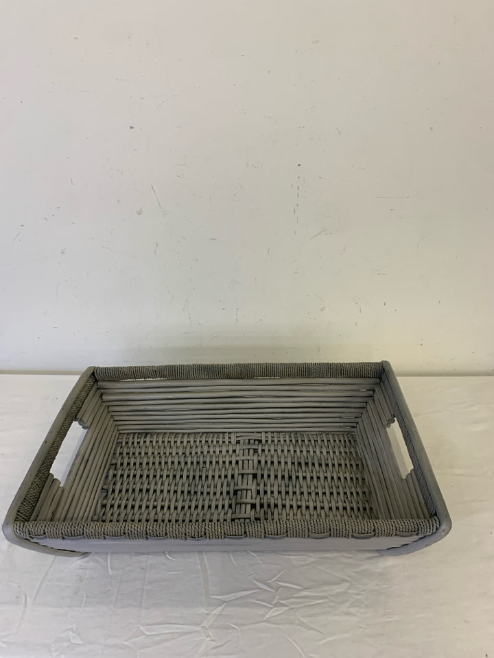 PAINTED GREY WOVEN BASKET.