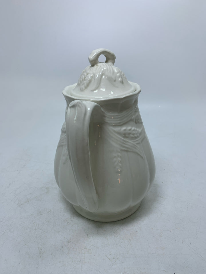 VTG IRONSTONE "WHEAT" RIBBED TEAPOT.
