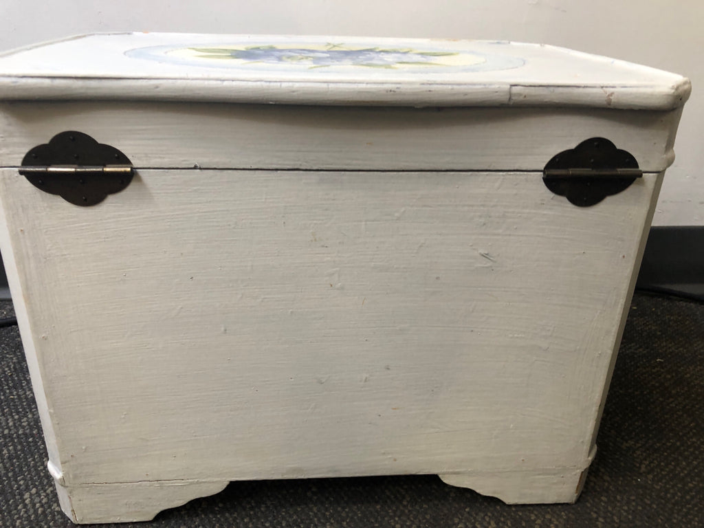 PAINTED LIGHT BLUE CHEST W/ HYDRANGEA.