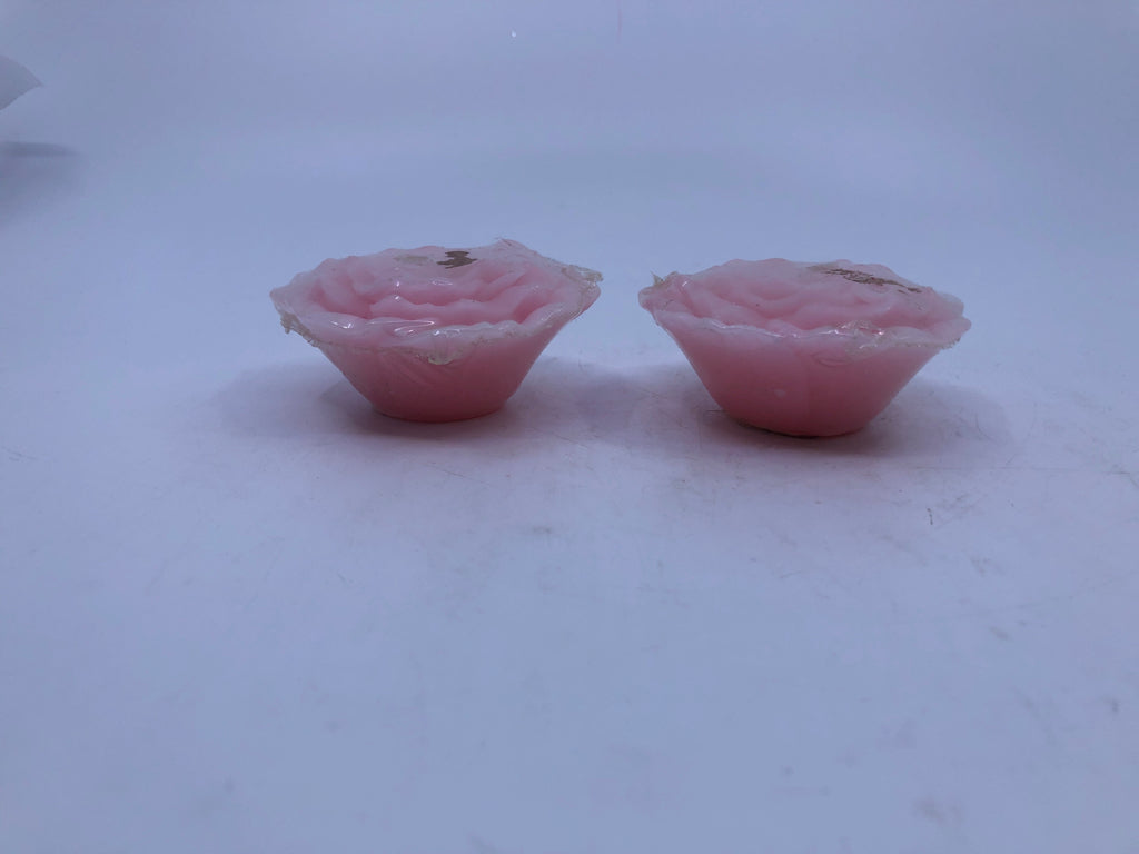 2 PINK ROSE CANDLES 3"