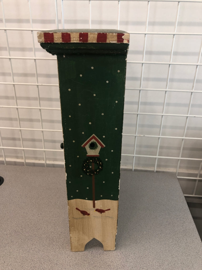 SNOWMAN PAINTED SMALL WOOD CABINET.