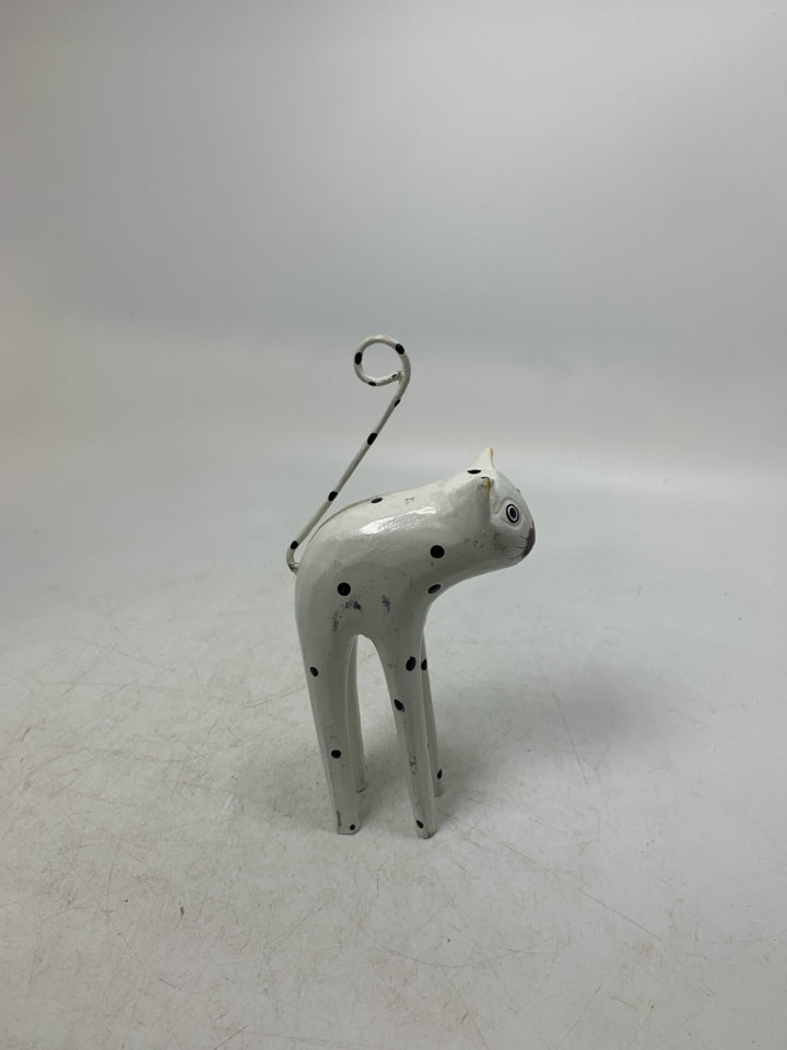 WHITE WOOD CAT W/ LONG LEGS.