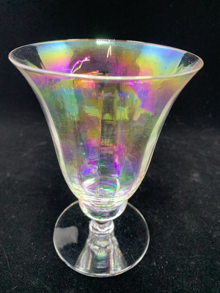 4 IRIDESCENT WATER GOBLETS.