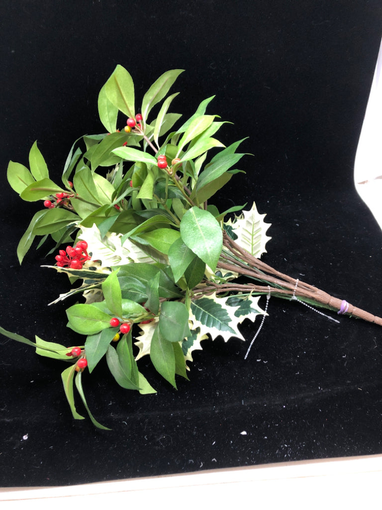 FAUX HOLLY BOUQUET.