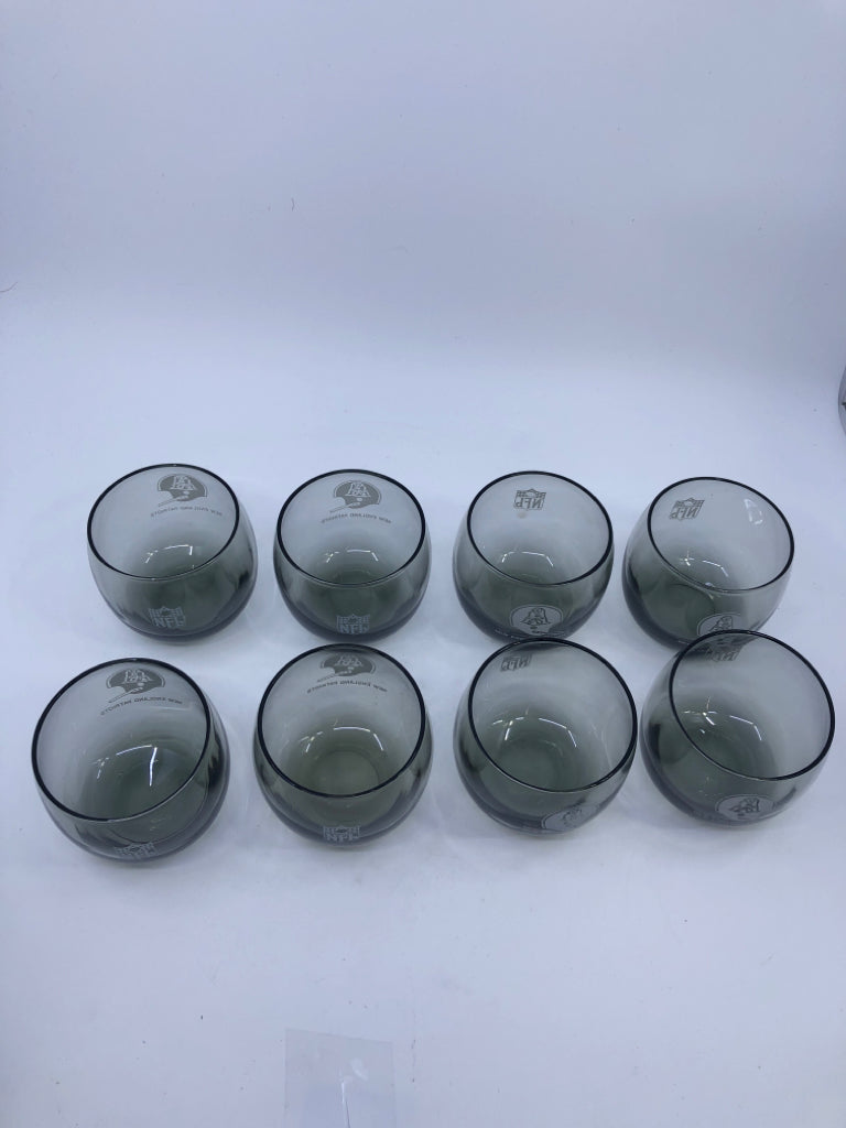8 SHORT GREY GLASS PATRIOT GLASSES.