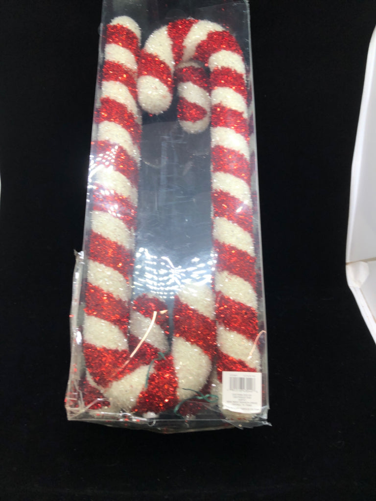 JUMBO CANDY CANE ORNAMENTS IN BOX.