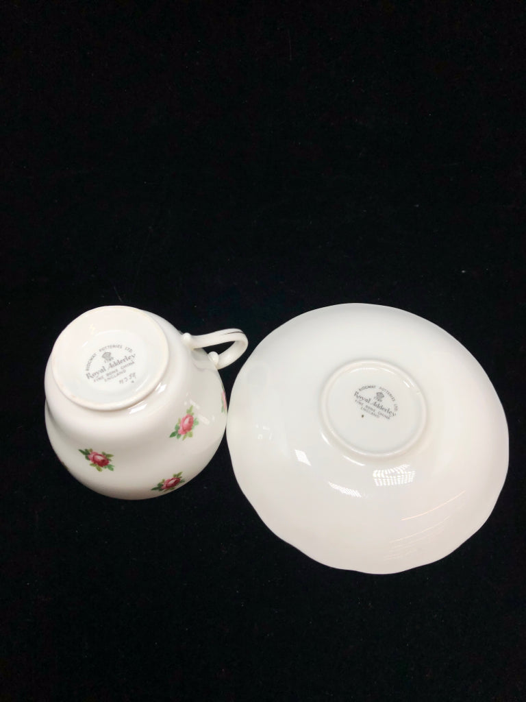 ROSE TEA CUP & SAUCER - ROYAL ADDERLEY.