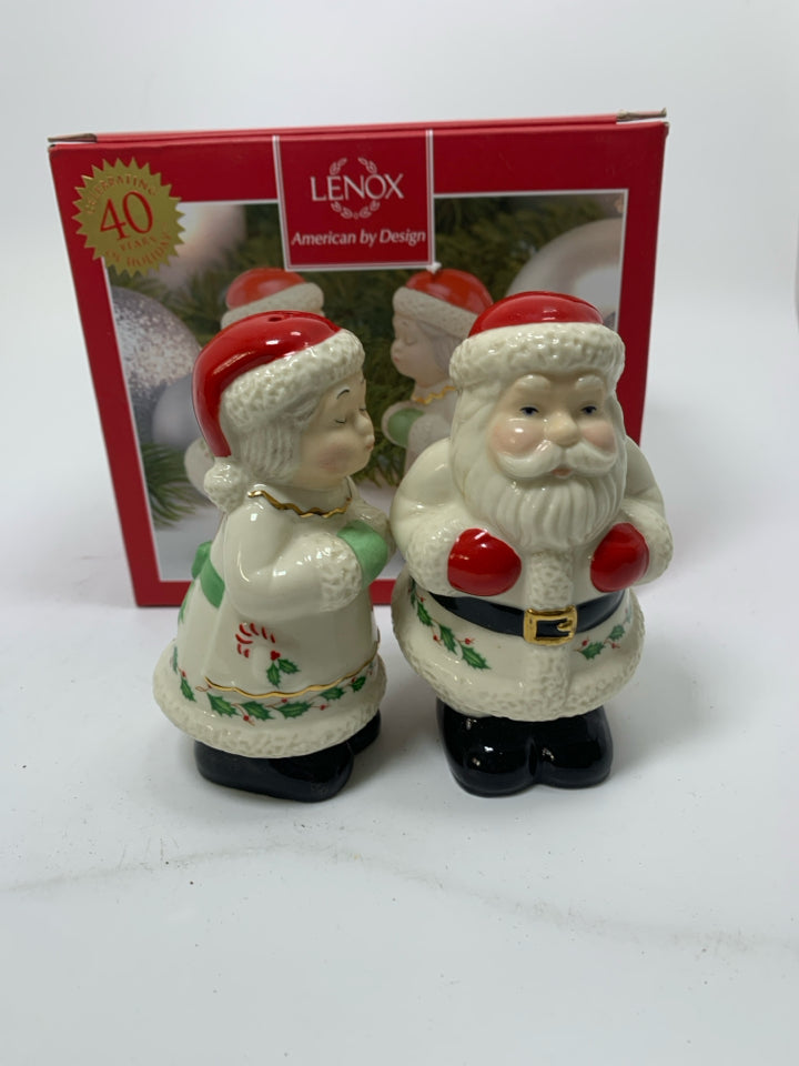 NIB MRS/MR CLAUS KISSING SALT & PEPPER SHAKERS LENOX.