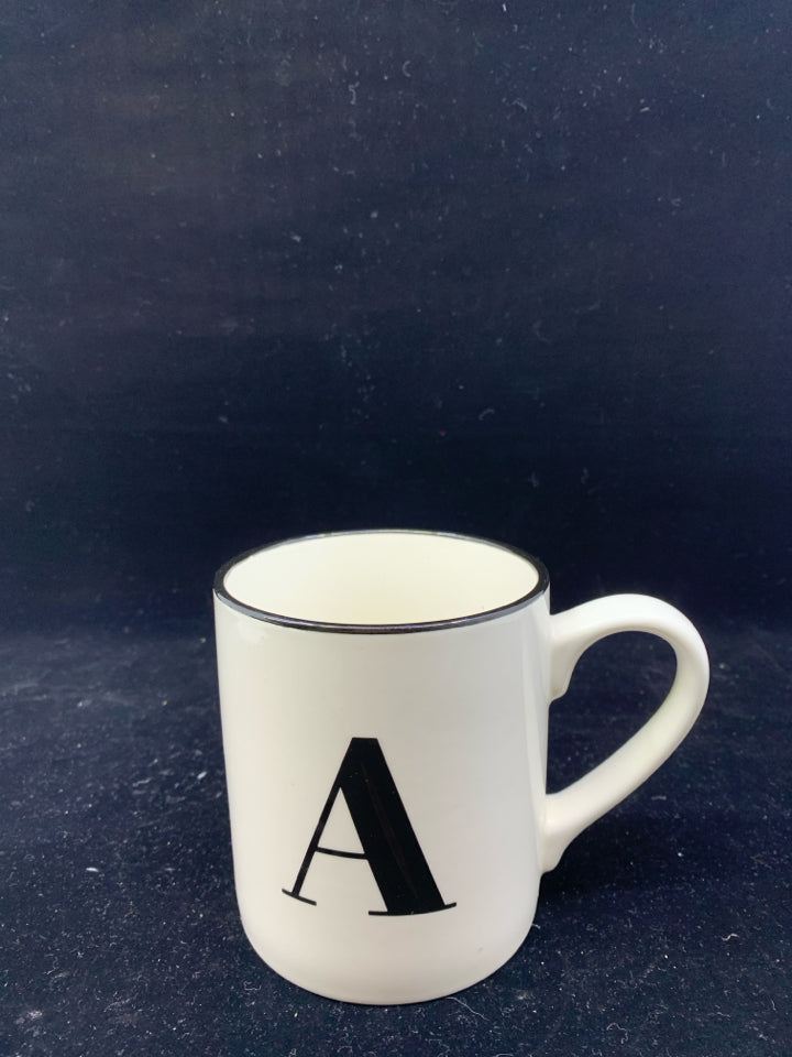 "A" MONOGRAM MUG.