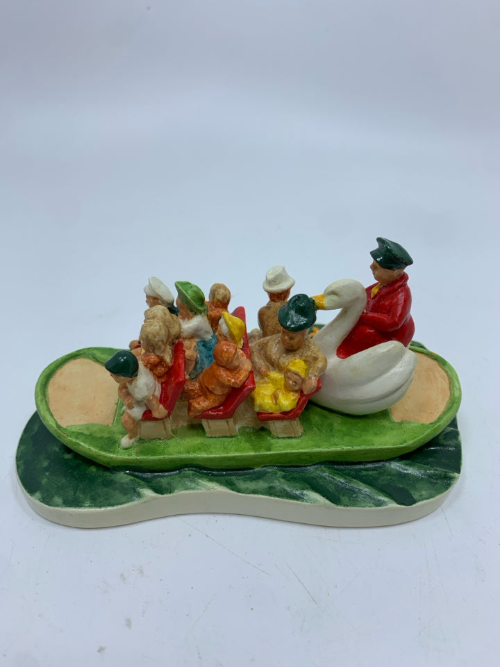 VTG SEBASTIAN MINIATURES SWAN BOAT FIGURINE.