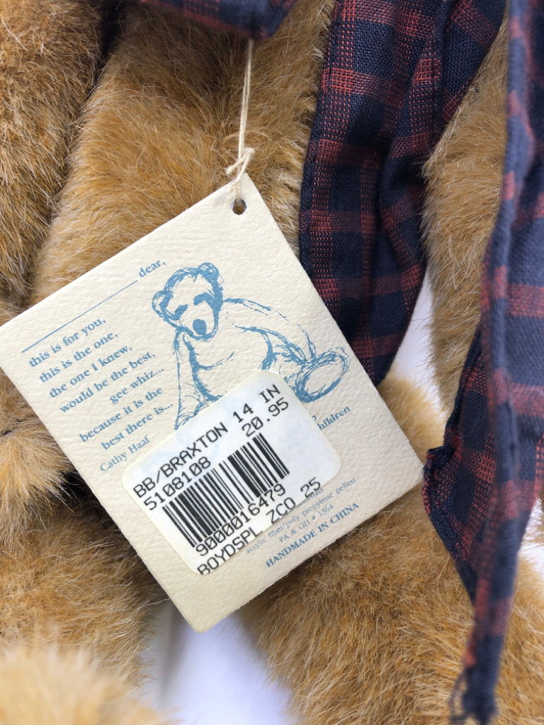 BOYDS BEAR BRAXTON IN PLAID BOW