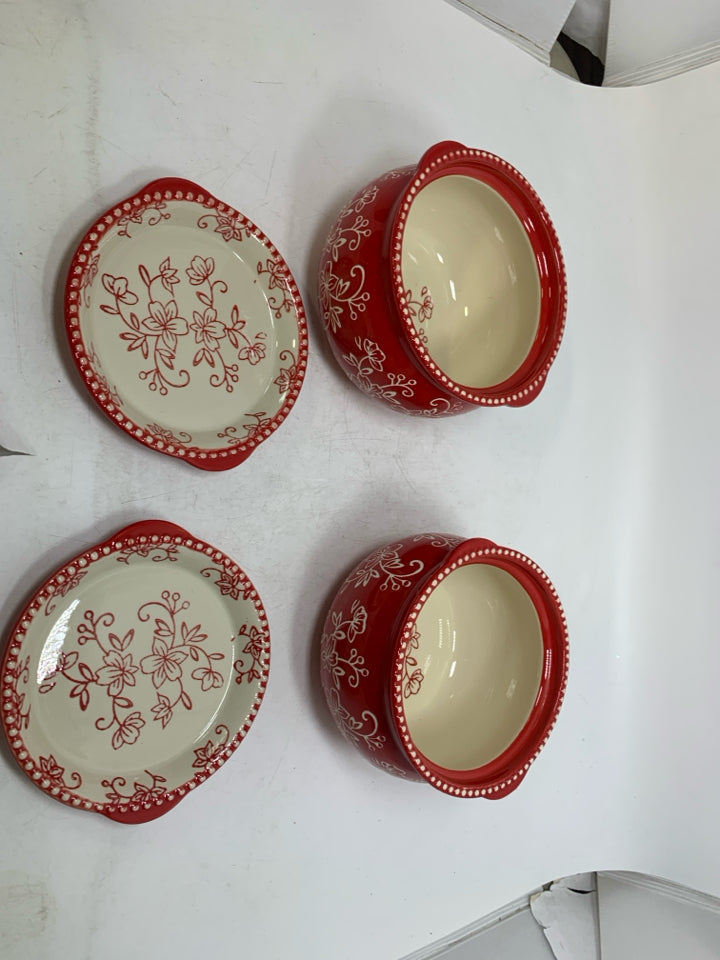 4 PC SOUP BOWLS W/ LIDS.