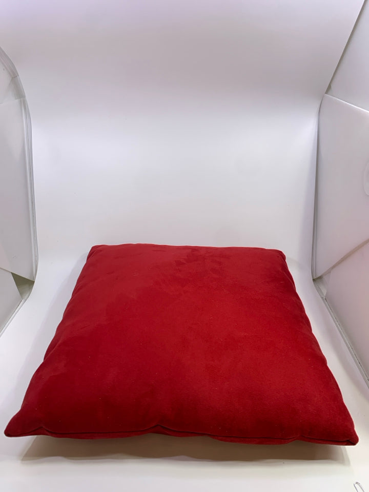 RED SUEDE PILLOW.