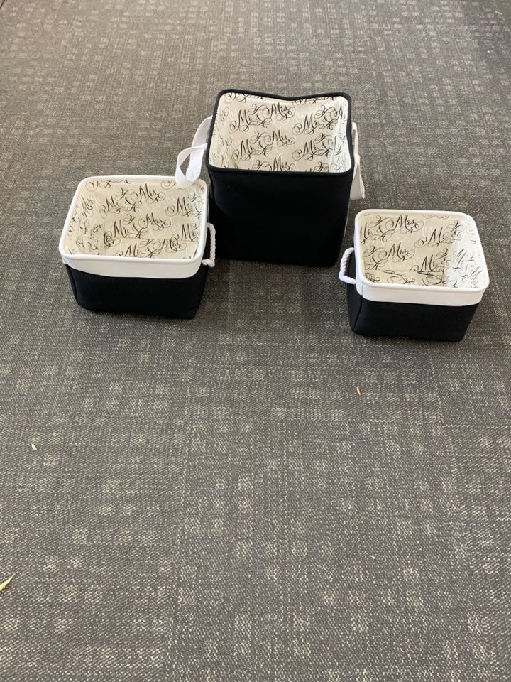 3PC MR AND MRS FABRIC BIN SET.