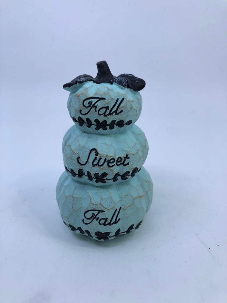 "FALL SWEET FALL" TEAL 3 STACK PUMPKIN.