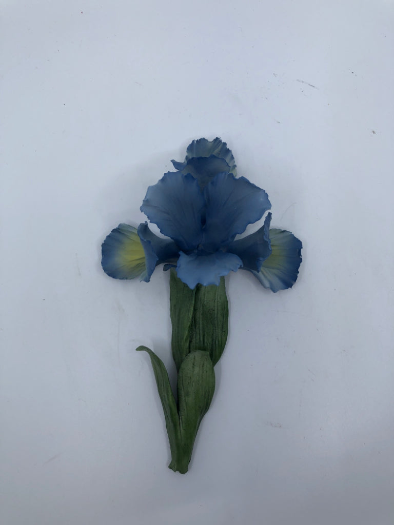 BLUE IRIS PORCELAIN FLOWER.