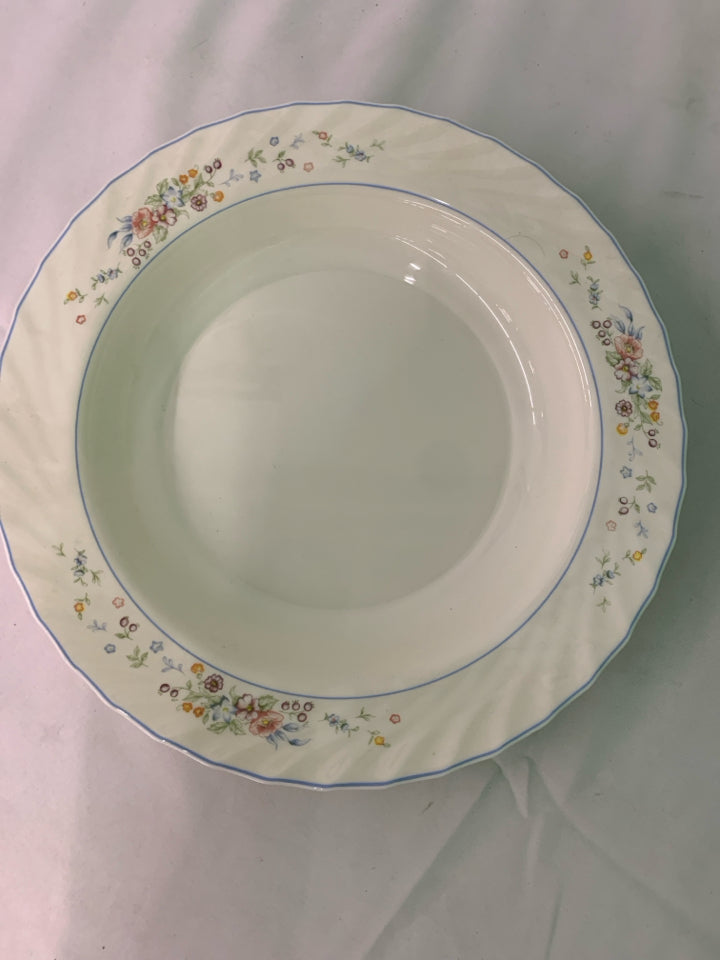 BLUE FLORAL WHITE SERVING BOWL.