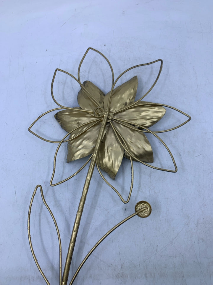 DISTRESSED GOLD METAL FLOWER 3D.