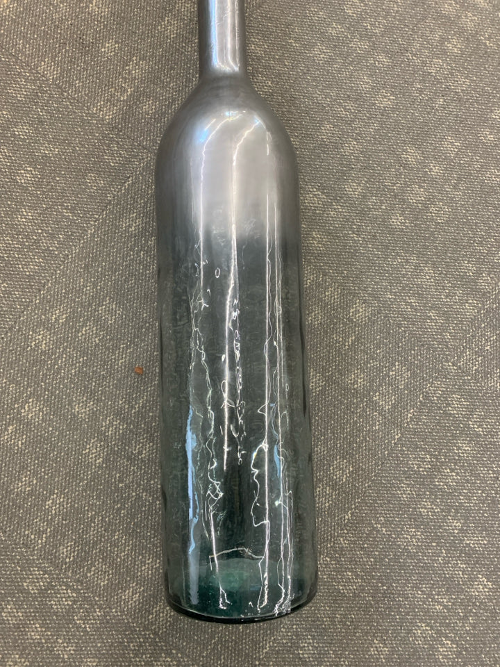 LG BLUE GLASS FLOOR VASE.