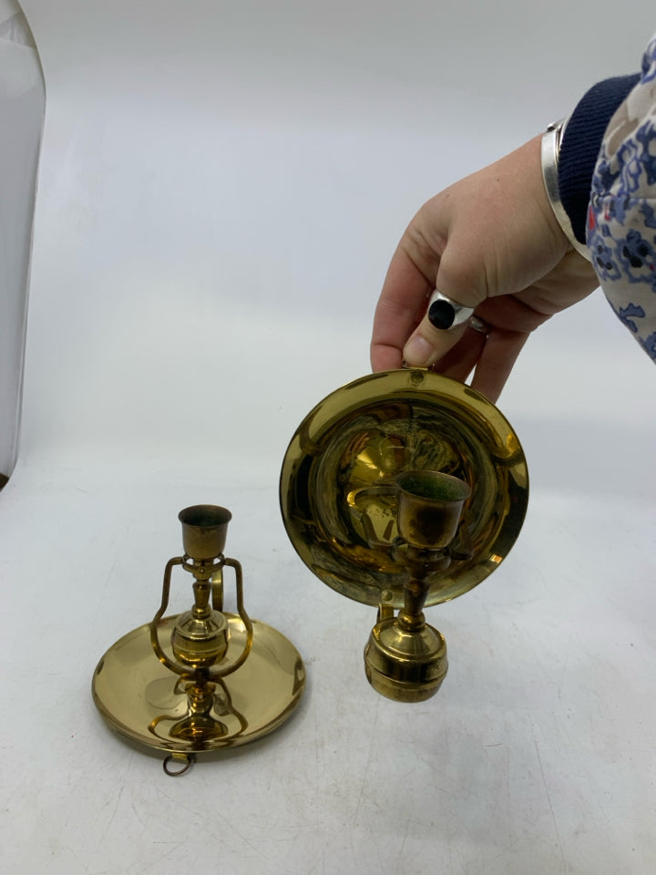 2 SELF LEVELING BEDSTICK CANDLE HOLDERS.