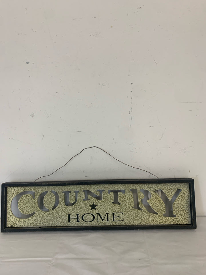 CUT OUT COUNTRY HOME PRIMITIVE STYLE BLACK W/ CRACKLE DESIGN WALL ART.