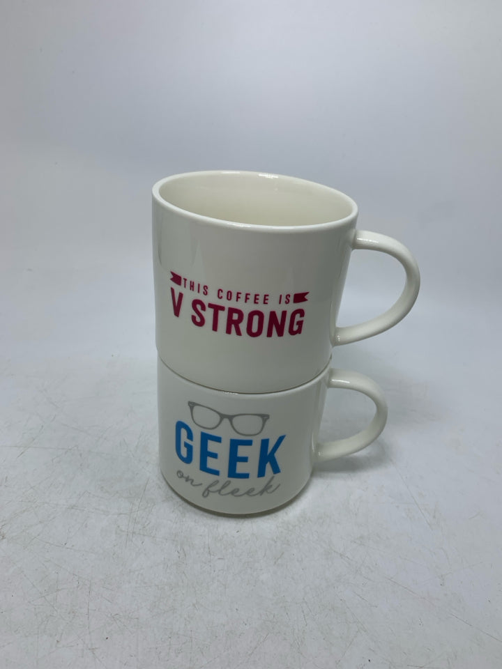 2 WORDY STACKING MUGS.
