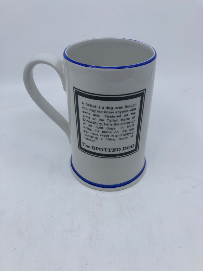 THE SPOTTED DOG WHITE,RED,BLUE BEER STEIN.