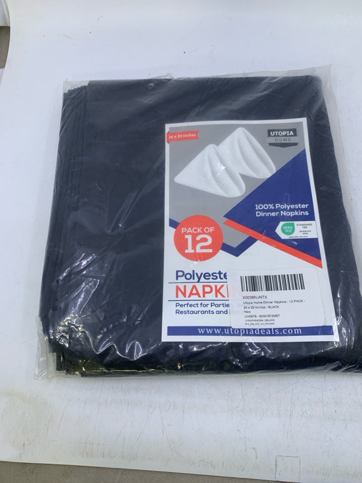 NIP 12 BLACK DINNER NAPKINS.