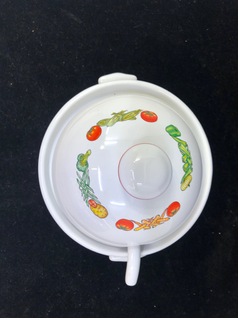 WHITE CAMPBELLS SOUP TUREEN, LID & SPOON.