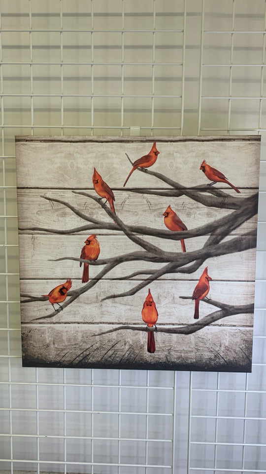 CARDINALS ON BRANCHES CANVAS WALL ART.