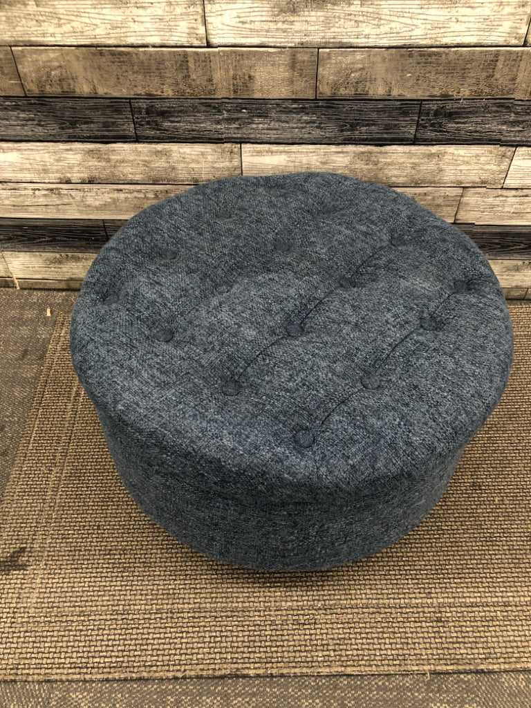 BLUE CLOTH STORAGE OTTOMAN.