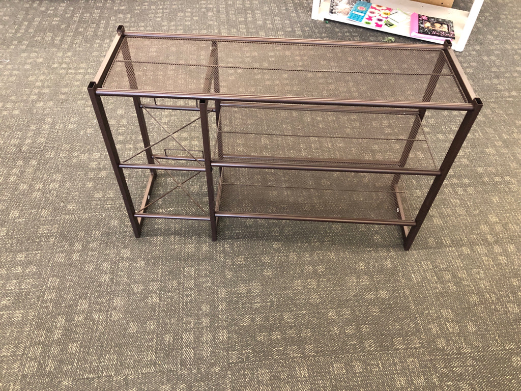 3 TIER BROWN METAL SHOE RACK.