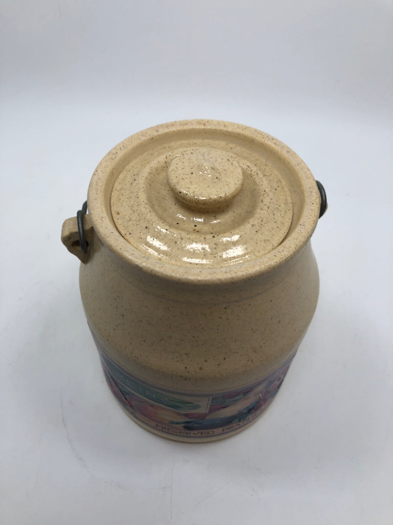 VTG STYLE HEINZ PEACHES STONEWARE CROCK.